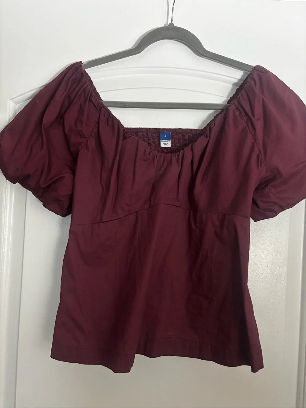 Old Navy Off-Shoulder Puff Sleeve Top - Wine